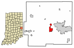 Location of Centerville in Wayne County, Indiana.