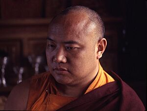 1965 photo detail, Karmapa, religious leader of Sikkim (cropped)