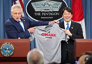 2014 U.S. Secretary of Defense Chuck Hagle & Japan's Minister of Defense Itsunori Onodera at the Pentagon 美國國防部長黑格與日本防衛大臣小野寺五典在五角大廈