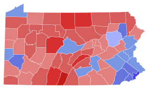 2022 Pennsylvania gubernatorial election results map by county