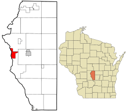 Location in Adams County and the state of Wisconsin.t