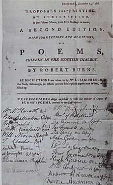 Advertisement for the Publication of Burns's 1787 Edinburgh Edition. With subscribers
