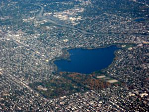 Aerial view of Green Lake in Seattle