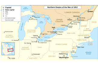 Anglo American War 1812 Locations map-en