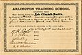 Arlington Training School diploma certificate for Lyda Elizabeth Smith for completion of Classical Course (10013166)