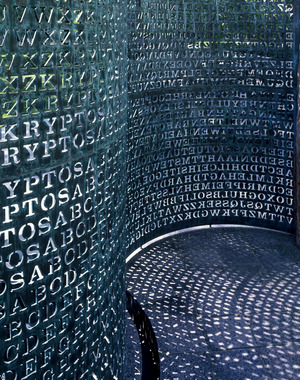 Art made of "code" named Kryptos sits on the grounds of the C.I.A. Headquarters in Virginia LCCN2011631531