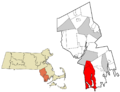 Bristol County Massachusetts incorporated and unincorporated areas Westport highlighted