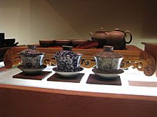 Chinese tea set and three gaiwan