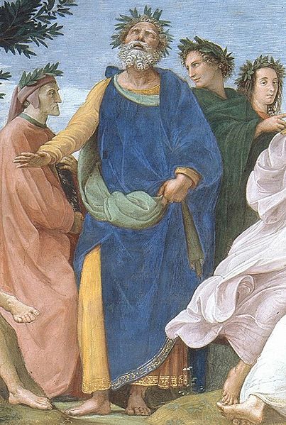 Cropped image of Homer from Raphael's Parnassus