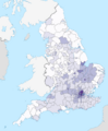 Districts of England by Other White percent