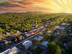 Downtown Blue Ridge, Georgia, in Fannin County at sunset 01
