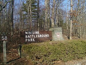 Entrance sign for Minisink Battleground County Park