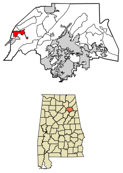 Location of Walnut Grove in Etowah County, Alabama.