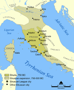 Etruscan civilization in north of Italy, 800 BC.
