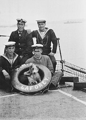 HMS Laforey crewmen with dog 1915-1916 Flickr 4453382277 3aed00dc99 o