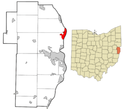 Location of Toronto in Jefferson County, Ohio