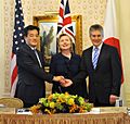 Katsuya Okada Hillary Rodham Clinton and Stephen Smith 20090921
