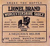 Lionel brand worcestershire sauce label