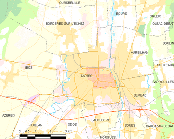 Map of the commune de Tarbes
