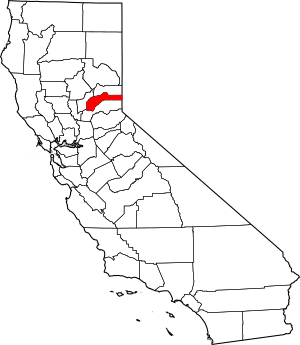 Map of California highlighting Nevada County
