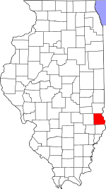Map of Illinois highlighting Crawford County