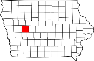 Map of Iowa highlighting Carroll County