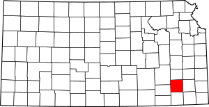 Map of Kansas highlighting Wilson County
