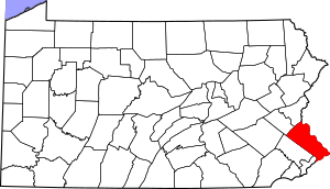 Map of Pennsylvania highlighting Bucks County