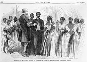 Marriage of a colored soldier at Vicksburg by Chaplain Warren of the Freedmen's Bureau LCCN2009630217 (cropped)