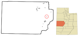 Location in Millard County and the state of Utah.