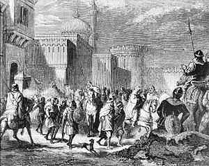 Muslim troops leaving Narbonne to Pepin le Bref in 759