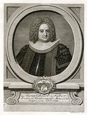 PPN663946190 Hans Jacob Faber, Senator Hamburgensis Anno 1710. Consul, 1722. Obut, 1729 (1776)