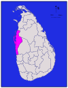 Area map of Puttalam District, lying along the western coast, in the North Western Province of Sri Lanka