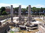 Ancient ruins with three standing columns