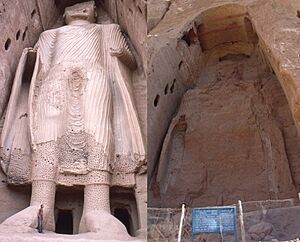 Smaller Buddha before and after destruction