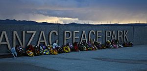 Soon after Anzac Day, Albany Peace Park with wreaths