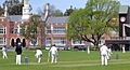 Students playing cricket at Christchurch Boys' High School
