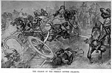 The charge of the Persian scythed chariots at the battle of Gaugamela by Andre Castaigne (1898-1899)