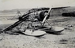 Destroyed airplane at Platinum, 1948
