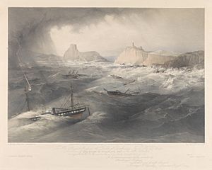 To His Royal Highness the Duke of Cambridge - the storm in Balaklava Bay on the 14th Nov, 1854, during which H.R.H. was on board H.M. steam frigate Retribution. Colnaghi's authentic series RMG PY0929