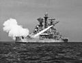 USS Little Rock (CLG-4) fires a RIM-8 Talos missile on 4 May 1961 (NH 98953)