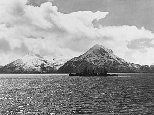 USS San Francisco (CA-38) in Kuluk Bay, Adak Island, April 1943