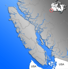Location of river outflow on Vancouver Island