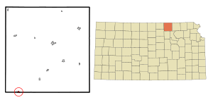 Location within Washington County and Kansas