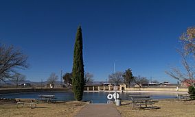 A photo of the main area of the swimming pool at Balmorhea State Park