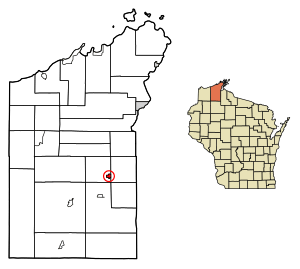 Location of Mason in Bayfield County, Wisconsin.