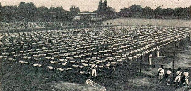 Cérémonie d'ouverture du concours de gymnastique des JO 1900, à Vincennes