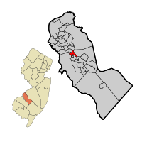 Somerdale highlighted in Camden County. Inset: Location of Camden County in New Jersey.