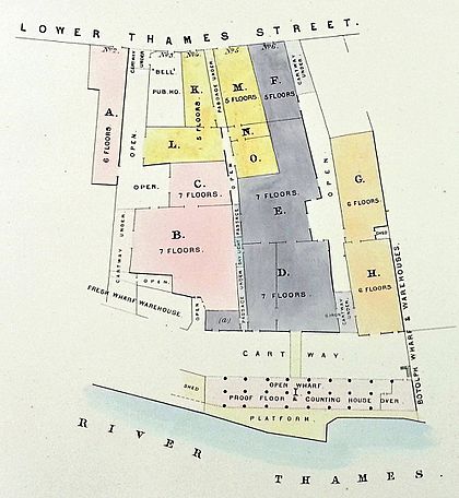 Cox & Hammonds Quay plan 1857 (cropped)