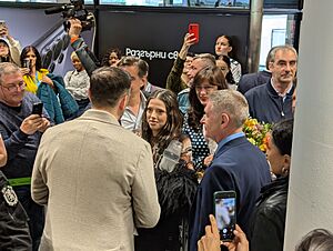 Dara's arrival at Sofia airport after winning the Eurovision Song Contest in 2026